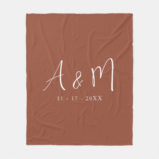 Initialen und Datum moderner kalligrafischer Monog Fleecedecke (Vorderseite)