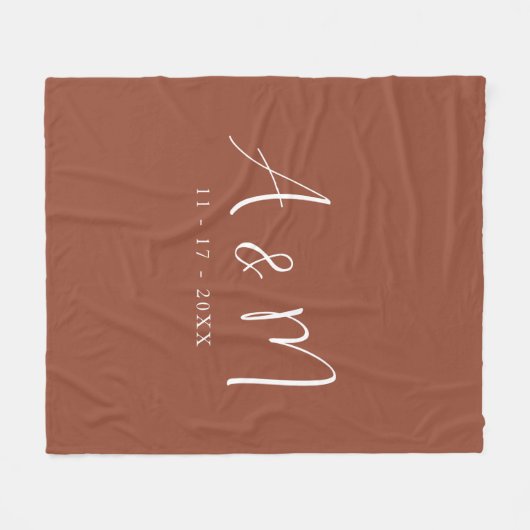 Initialen und Datum moderner kalligrafischer Monog Fleecedecke (Vorderseite (Horizontal))