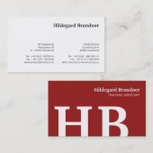 Initialen und dunkelrot visitenkarte (Vorne/Hinten)