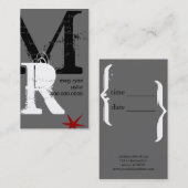 Initialen-vertikale graue regelmäßige Größe Terminkarte (Vorne/Hinten)