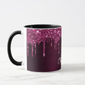Initialen von Burgundy Glitzer Tropfens Tasse (Links)