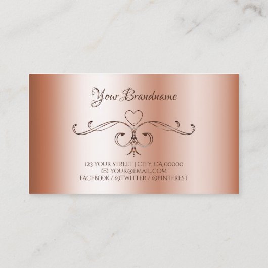 Initialen von Luxury Rosegolden Verziert Corner Bo Visitenkarte (Rückseite)