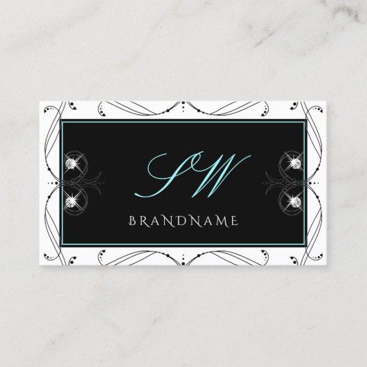 Initialen von Zierfischen mit Schwarz-weißem Spark Visitenkarte (Vorderseite)