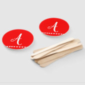 Initialer Hand-Lüfter mit Rot und Weiß-Monogramm Fächer (Non-assembled)