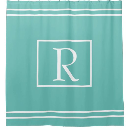 Initialer Individuelle Name für Monogramm Aquamari Duschvorhang (Vorderseite)