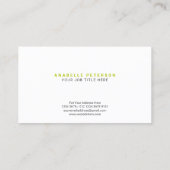 Initialer Minimalistischer Skriptname | Lime Green Visitenkarte (Rückseite)