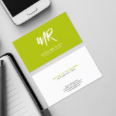 Initialer Minimalistischer Skriptname | Lime Green Visitenkarte