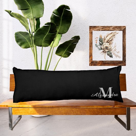 Initialer Name der Schwarzen Vollfarben Monogramm Seitenschläferkissen