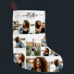 Initialer Name des benutzerdefinierten Monogramms  Kleiner Weihnachtsstrumpf<br><div class="desc">Dieser niedliche und coole Strumpf ist perfekt für alle Familienmitglieder. Machen Sie einen besonderen und maßgeschneiderten Strumpf für Ihre Urlaubsatmosphäre. Es verfügt über neun individuell anpassbare Foto-Collage mit einem personalisierten Monogramm-Namen, der zuerst schwarz und grau auf einem schlichten weißen Hintergrund ist. Es ist elegant, lustig, modern und einzigartig. ***WICHTIGE HINWEIS...</div>