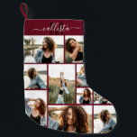 Initialer Name des benutzerdefinierten Monogramms  Kleiner Weihnachtsstrumpf<br><div class="desc">Dieser niedliche und coole Strumpf ist perfekt für alle Familienmitglieder. Machen Sie einen besonderen und maßgeschneiderten Strumpf für Ihre Urlaubsatmosphäre. Es verfügt über neun individuell anpassbare Foto-Collage mit einem personalisierten Monogramm-Namen, der in dunkelbordeauxrot und weiß auf einem schlichten bordeauxroten Hintergrund beginnt. Es ist elegant, lustig, modern und einzigartig. ***WICHTIGE HINWEIS...</div>