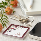 Initialer Name des Bourgodys Floral Script Monogra Schlüsselanhänger (Vorderseite rechts)