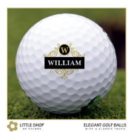 Initialer Name des eleganten Black Gold Monogramms Golfball