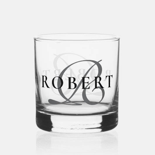 Initialer Name des eleganten klassischen Monogramm Whiskyglas (Vorderseite)