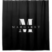 Initialer Name des eleganten Schwarz-weißen Monogr Duschvorhang (Vorderseite)