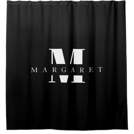 Initialer Name des eleganten Schwarz-weißen Monogr Duschvorhang (Vorderseite)