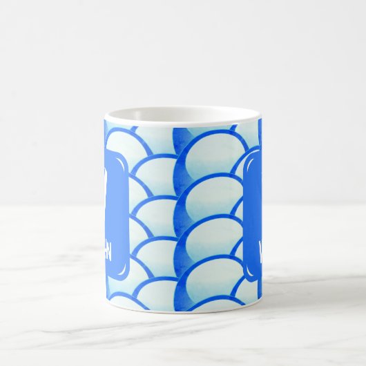 Initialer Name des geometrischen blauen Monogramms Kaffeetasse (Mittel)