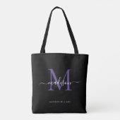 Initialer Name des Lila Schwarzen Violet Monogram- Tasche (Rückseite)