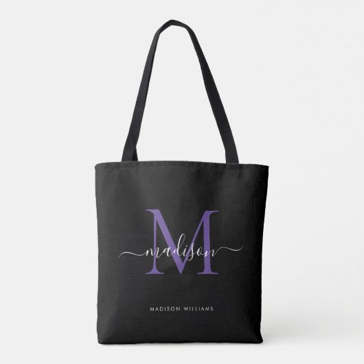 Initialer Name des Lila Schwarzen Violet Monogram- Tasche (Rückseite)