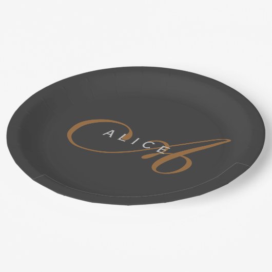 Initialer Name des Niedlichen Schlichten Monogramm Pappteller (Schrägansicht)