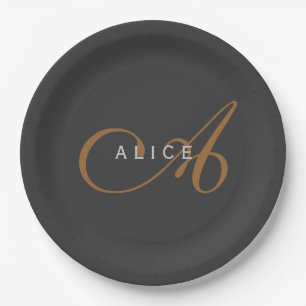 Initialer Name des Niedlichen Schlichten Monogramm Pappteller
