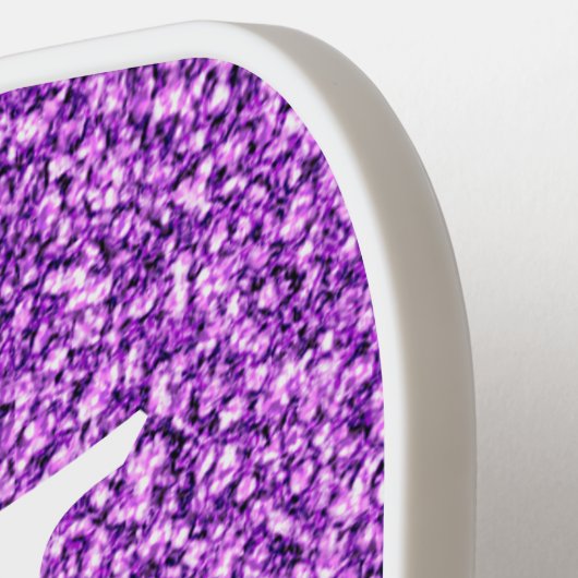 Initialer Name des Trendy Lila Imitats Glitzer Mon Pickleball Schläger (Linke Seite)