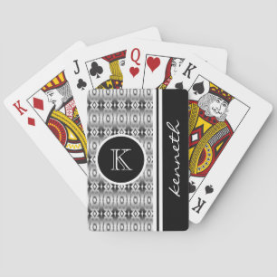 Initialer Name des Vintagen Schwarzen Musters Mono Spielkarten
