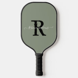 Initialer Name für das elegante Sage Green Monogra Pickleball Schläger
