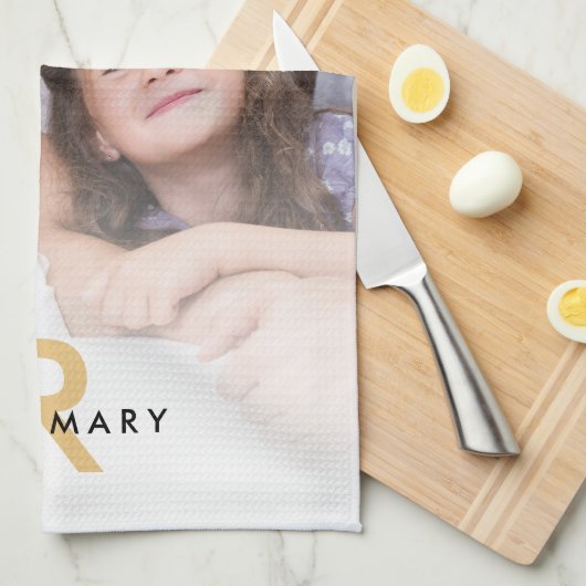 Initialer Name für das Foto Overlay-Monogramm Geschirrtuch (Viertel Falte)