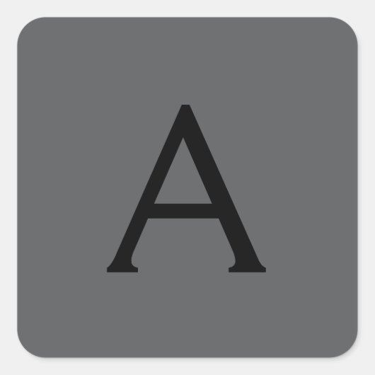 Initialer Name für das klassische Gray Simple Mono Quadratischer Aufkleber (Vorderseite)