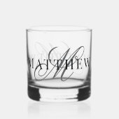 Initialer Name für klassisches Elegant-Script-Mono Whiskyglas (Vorderseite)