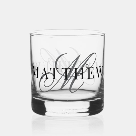 Initialer Name für klassisches Elegant-Script-Mono Whiskyglas (Vorderseite)