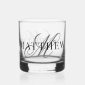 Initialer Name für klassisches Elegant-Script-Mono Whiskyglas (Rückseite)