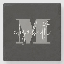 Initialer Name für Personalisiertes Monogramm-Skri Steinuntersetzer