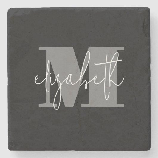 Initialer Name für Personalisiertes Monogramm-Skri Steinuntersetzer (Vorderseite)