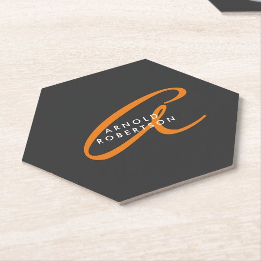 Initialer Schlichter Gray-Trendy-Name für Monogram Untersetzer (angewinkelt)