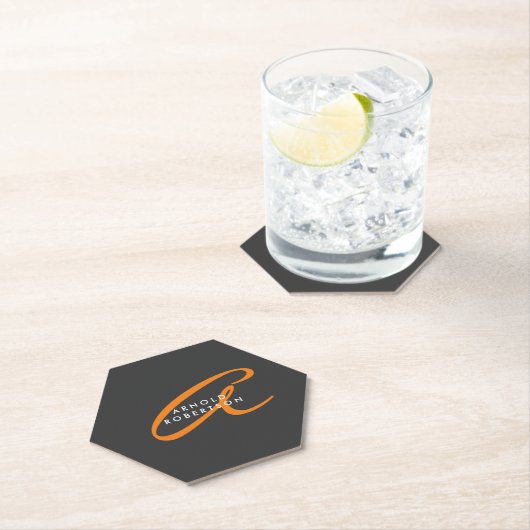 Initialer Schlichter Gray-Trendy-Name für Monogram Untersetzer (Vor Ort)