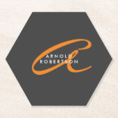 Initialer Schlichter Gray-Trendy-Name für Monogram Untersetzer (Vorderseite)