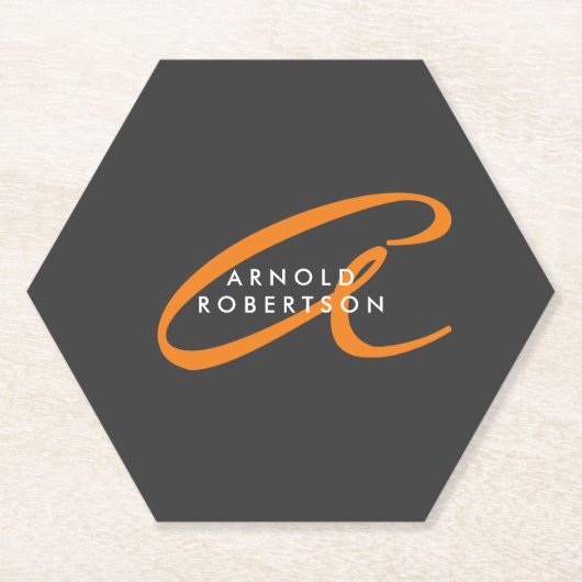 Initialer Schlichter Gray-Trendy-Name für Monogram Untersetzer (Vorderseite)