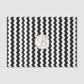 Initialer Schwarz-weißer Zickzack Print-Monogramm- Seidenpapier (Vorderseite)