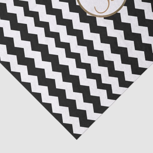 Initialer Schwarz-weißer Zickzack Print-Monogramm- Seidenpapier (Ausschnitt)