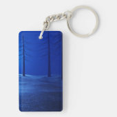 initiales Boho-Blau-Retro-Wald-Monogramm Schlüsselanhänger (Rückseite)