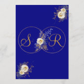 Initiales Hochzeitmenü für das Blue Gold Monogram Menükarte (Rückseite)