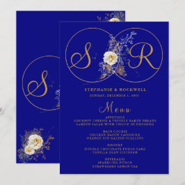 Initiales Hochzeitmenü für das Blue Gold Monogram Menükarte