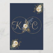 Initiales Hochzeitmenü für das Blue Gold Monogram Menükarte (Rückseite)