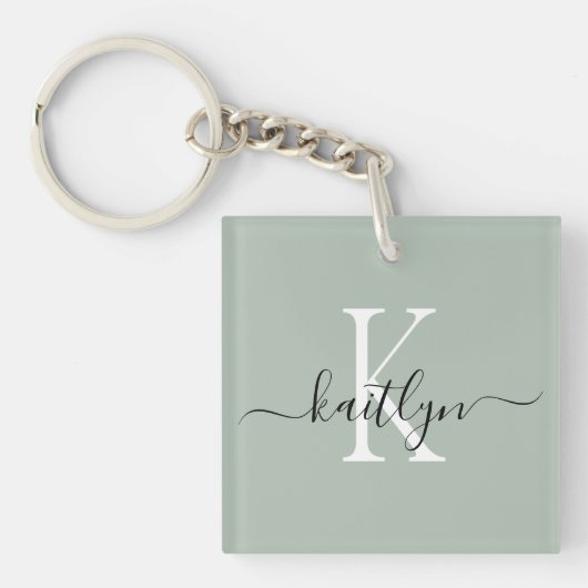Initiales Monogramm für den grünen Namen der Seite Schlüsselanhänger (Vorderseite)