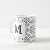 Initiales Monogramm für geometrisches graues Muste Kaffeetasse (Vorderseite Links)