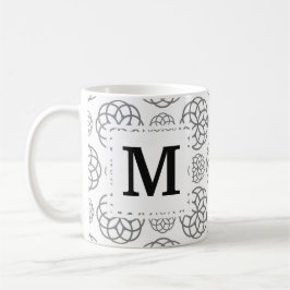 Initiales Monogramm für geometrisches graues Muste Kaffeetasse