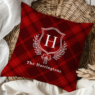 Initiales Red Kariert Winter Monogram Wappen Kissen