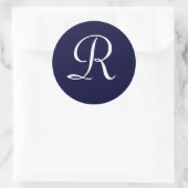 Initiales Siegel "R" für Navy Blue & White Monogra Runder Aufkleber (Tasche)