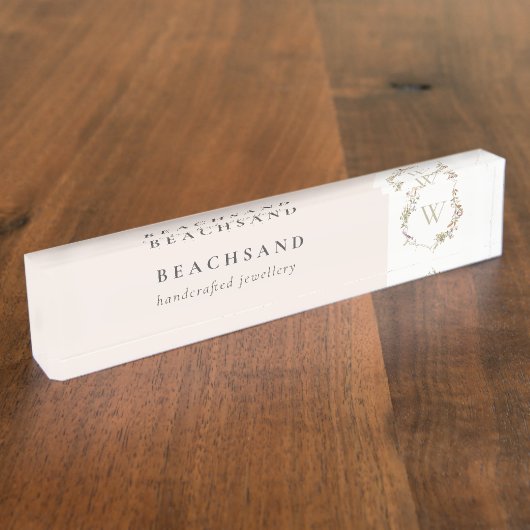 Initiales Wappen der Dusky Pink-Wildblume Namensplakette (Seite)